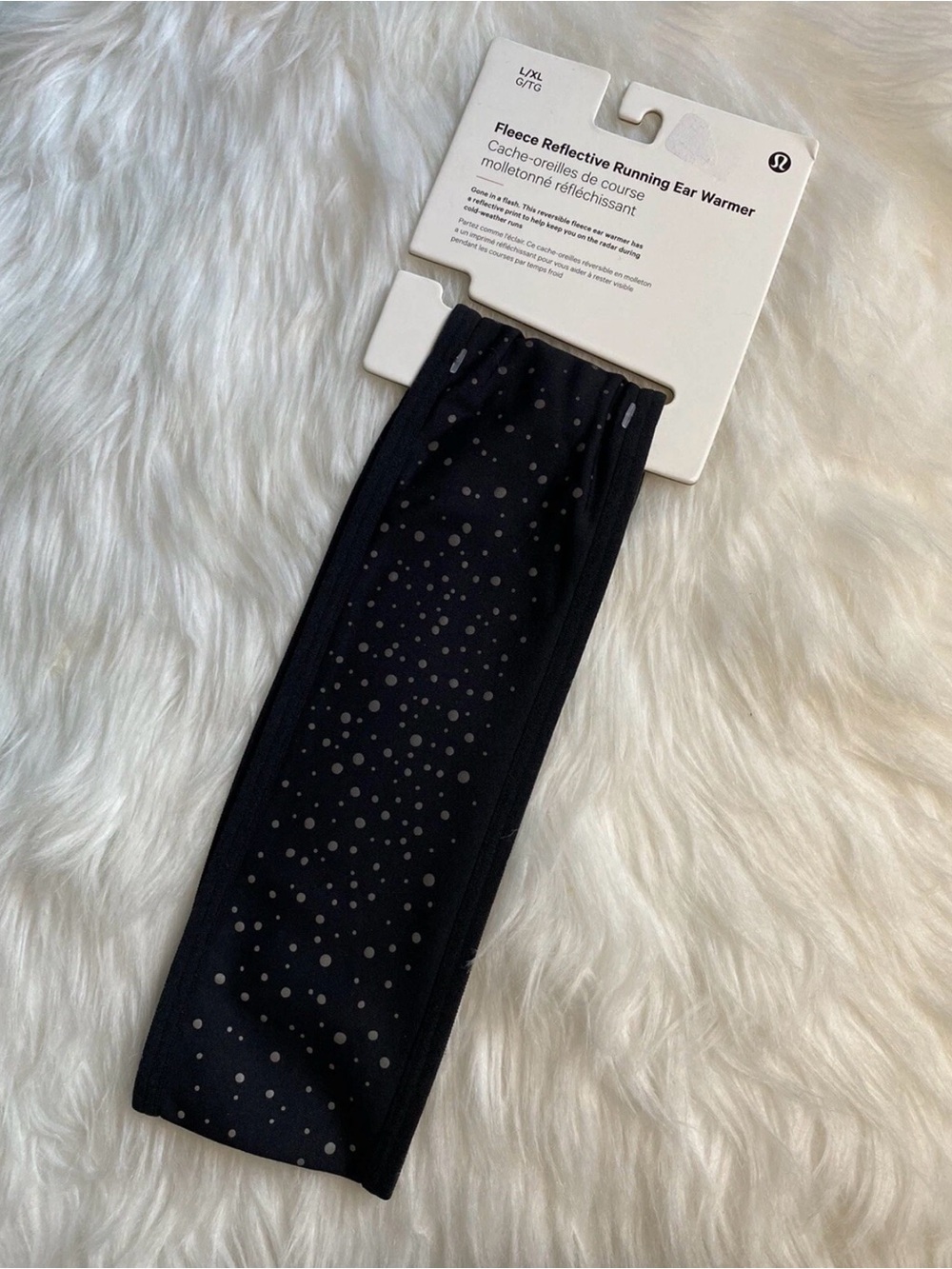 Lululemon Women's Fleece Reflective Running Ear Warmer Size L/XL black new